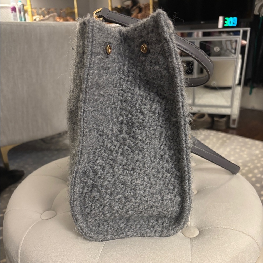 Tory Burch Ella Gray Boucle Tote Bag - Picture 4 of 10